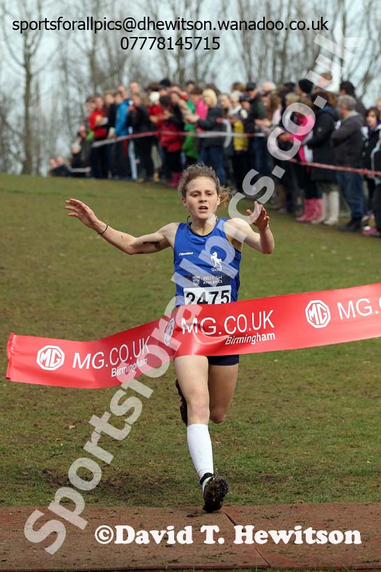 Bobby Clay (Kent) wins the under-20 womens Inter Counties Cross Country, Cofton Park, Birmingham. Photo: David T. Hewitson/Sports for All Pics